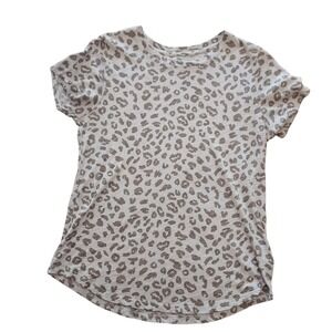 Old Navy EveryWear Slub Crew Leopard Print T-Shirt Gray Purple Women Small